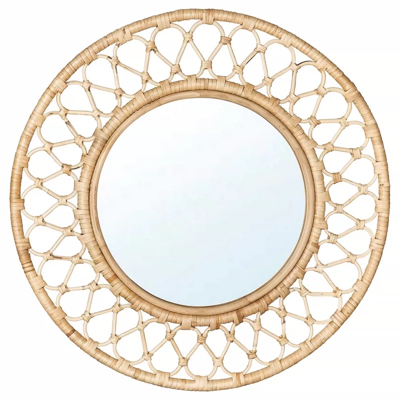 Rattan Mirror Round - Круглое настенное зеркало из ротанга, натуральная