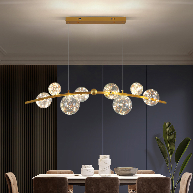 Interior Design Gold - Современный ресторан, светодиодная люстра, золото/черный, гостиная,