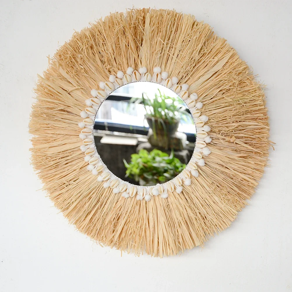 Rattan Mirror Round - Бохо Мебель для дома Лес Рафия