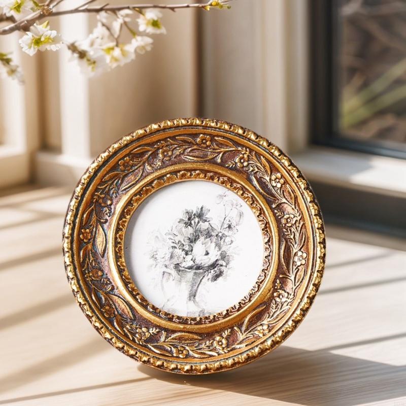 Круглая фоторамка из античной  – обзор и цена Rattan Mirror Round