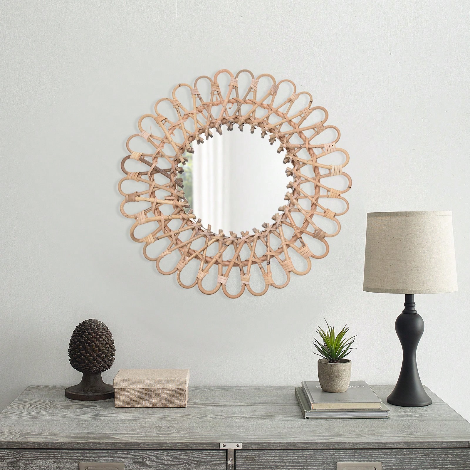 Круглое зеркало из ротанга, кр – обзор и цена Rattan Mirror Round
