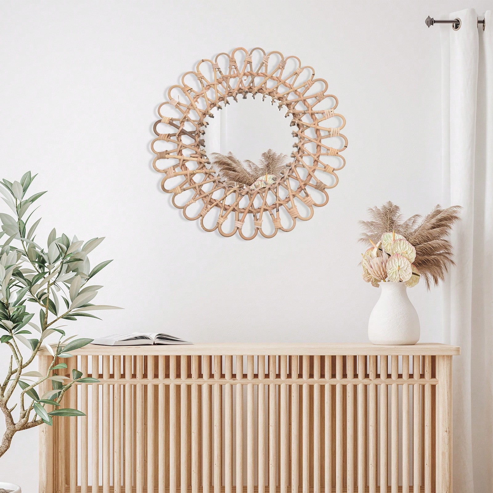 Круглое зеркало из ротанга, кр – обзор и цена Rattan Mirror Round